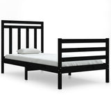 Bed Frame without Mattress Black 90x190 cm Solid Wood
