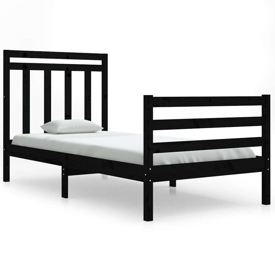 Bed Frame without Mattress Black 90x190 cm Solid Wood
