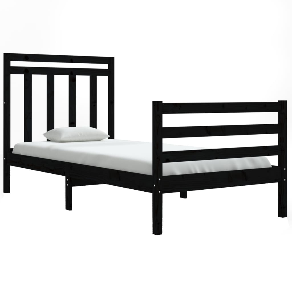 Bed Frame without Mattress Black 90x190 cm Solid Wood