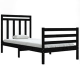Bed Frame without Mattress Black 90x190 cm Solid Wood