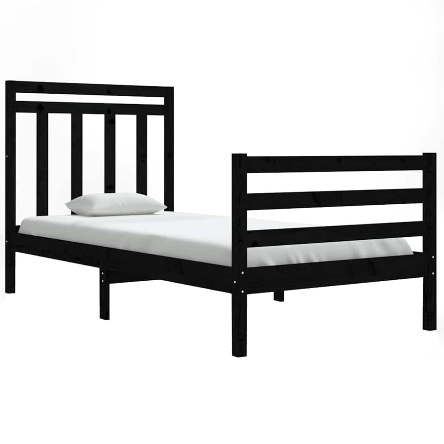 Bed Frame without Mattress Black 90x190 cm Solid Wood