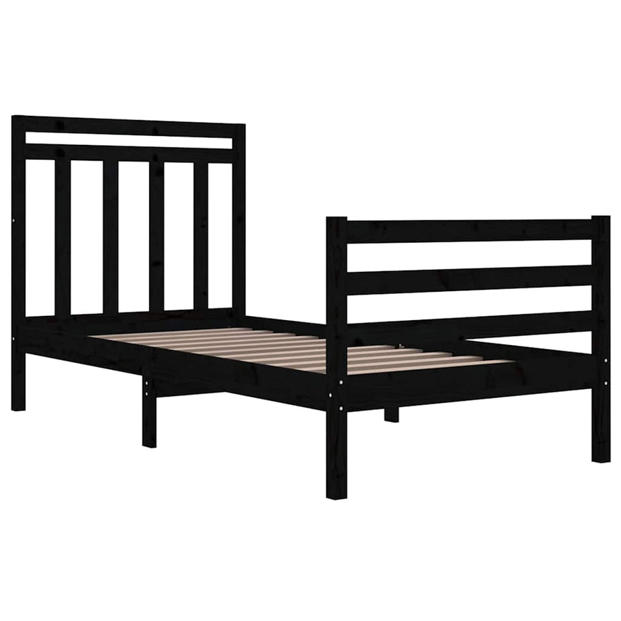 Bed Frame without Mattress Black 90x190 cm Solid Wood