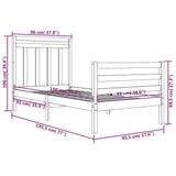 Bed Frame without Mattress Black 90x190 cm Solid Wood