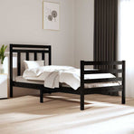 Bed Frame without Mattress Black 90x190 cm Solid Wood