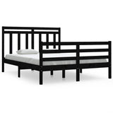 Bed Frame without Mattress Black 135x190 cm Solid Wood