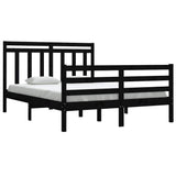 Bed Frame without Mattress Black 135x190 cm Solid Wood - Side View