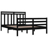 Bed Frame without Mattress Black 135x190 cm Solid Wood - Top-Down View