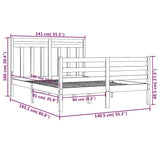 Bed Frame without Mattress Black 135x190 cm Solid Wood - Rear View