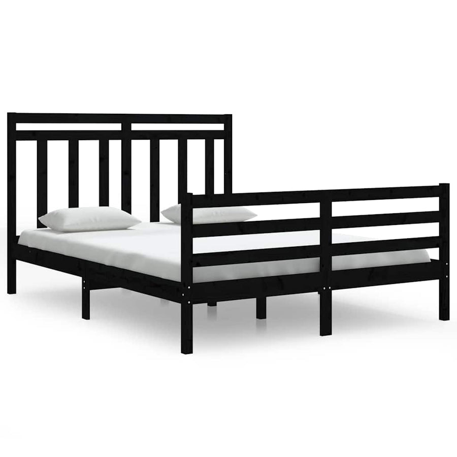 Bed Frame without Mattress Black 150x200 cm Solid Wood
