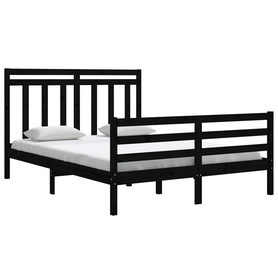 Bed Frame without Mattress Black 150x200 cm Solid Wood
