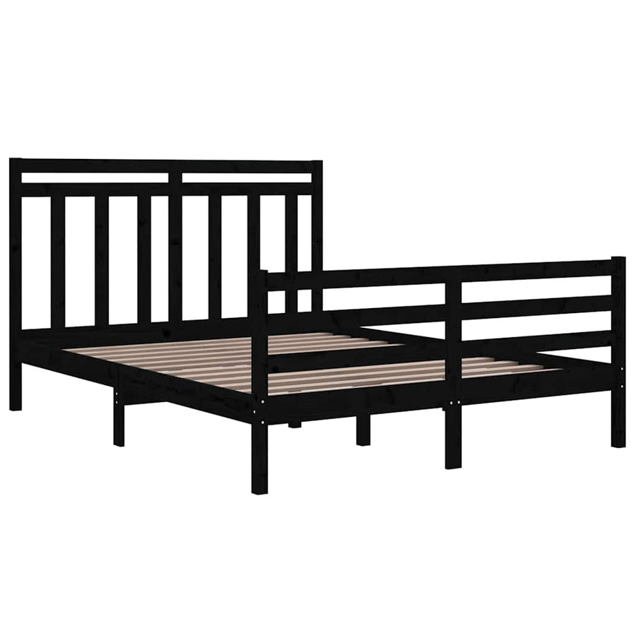 Bed Frame without Mattress Black 150x200 cm Solid Wood