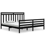 Bed Frame without Mattress Black 183x203 cm King Solid Wood