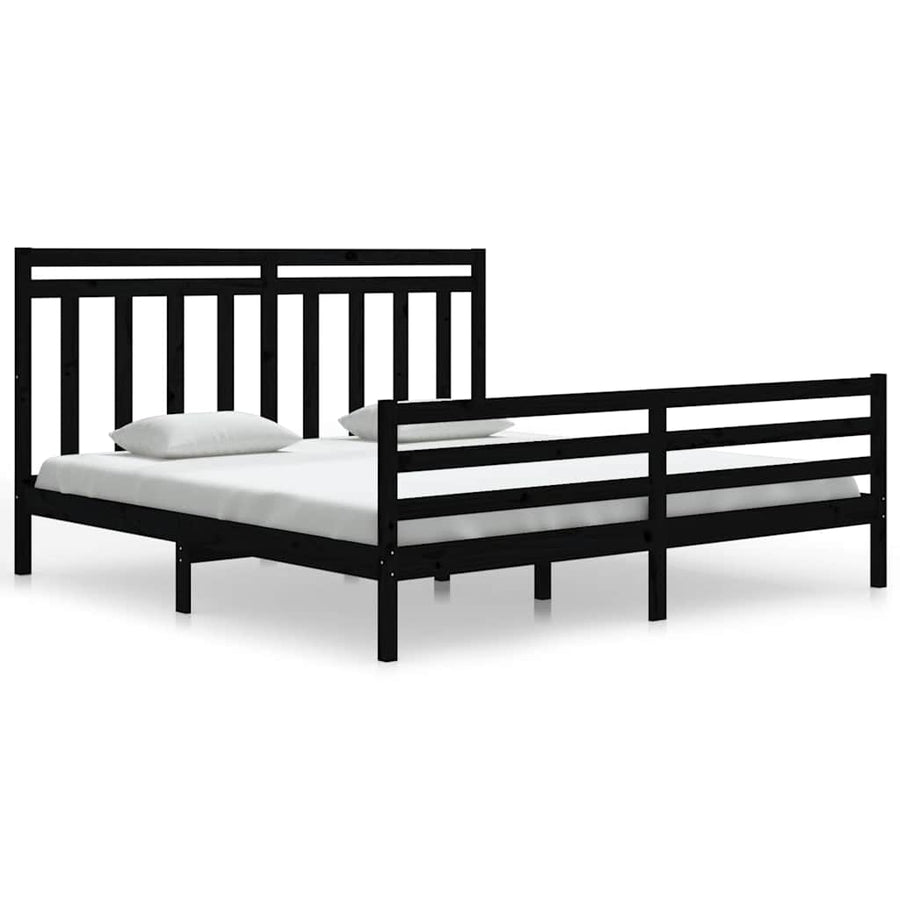 Bed Frame without Mattress Black 183x203 cm King Solid Wood