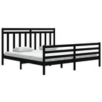 Bed Frame without Mattress Black 183x203 cm King Solid Wood
