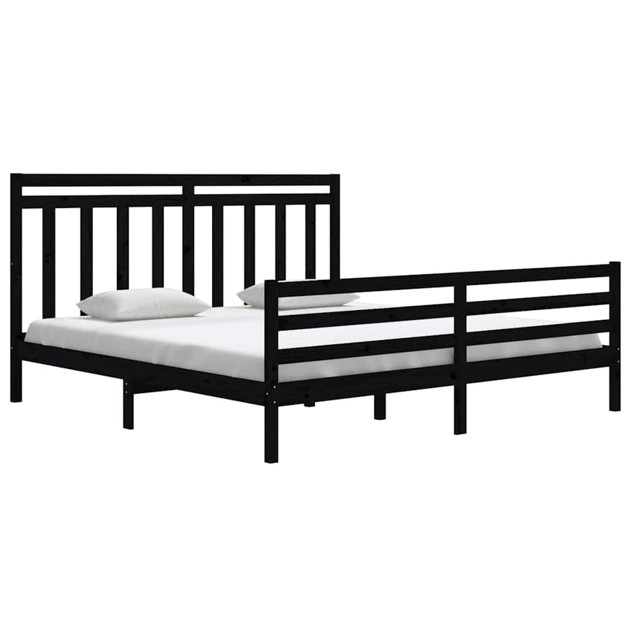 Bed Frame without Mattress Black 183x203 cm King Solid Wood