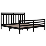 Bed Frame without Mattress Black 183x203 cm King Solid Wood
