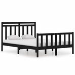 Bed Frame without Mattress Black 135x190 cm Solid Wood