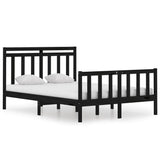 Bed Frame without Mattress Black 135x190 cm Solid Wood - Front View