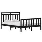 Bed Frame without Mattress Black 135x190 cm Solid Wood