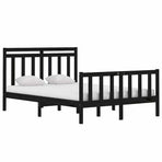 Bed Frame without Mattress Black 135x190 cm Solid Wood