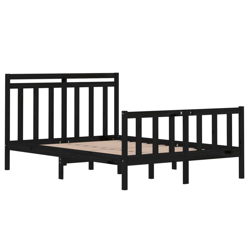 Bed Frame without Mattress Black 135x190 cm Solid Wood