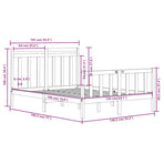 Bed Frame without Mattress Black 135x190 cm Solid Wood