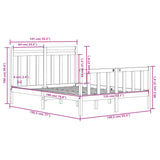 Bed Frame without Mattress Black 135x190 cm Solid Wood - Rear View