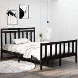 Bed Frame without Mattress Black 135x190 cm Solid Wood