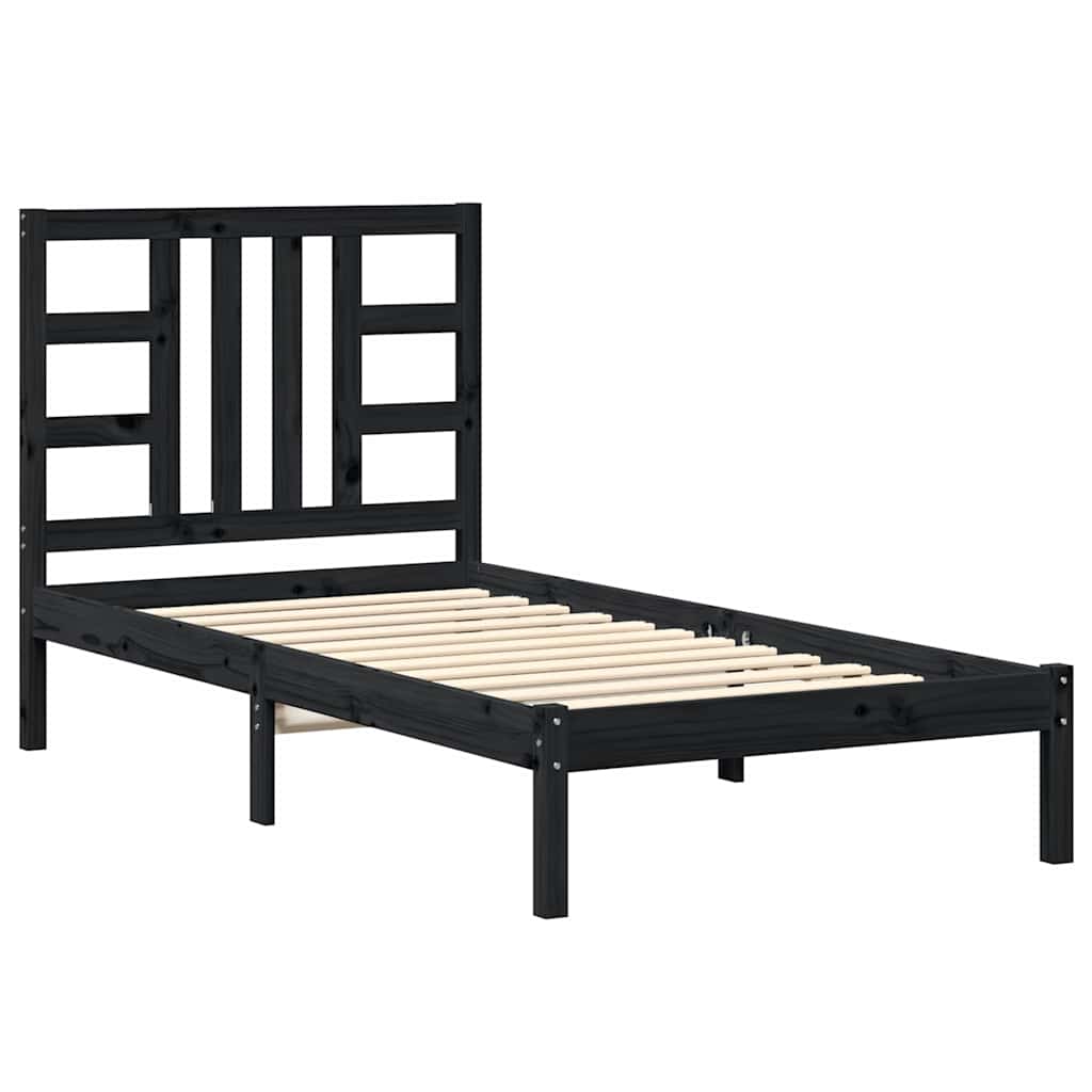 Bed Frame without Mattress Black 90x190 cm Solid Wood
