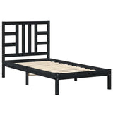 Bed Frame without Mattress Black 90x190 cm Solid Wood - Front View