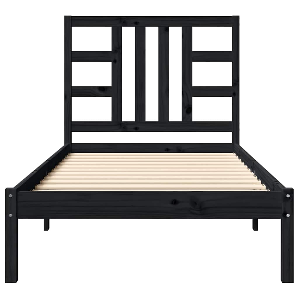 Bed Frame without Mattress Black 90x190 cm Solid Wood