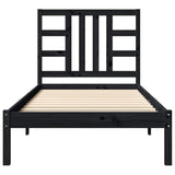Bed Frame without Mattress Black 90x190 cm Solid Wood - 45-Degree Angle