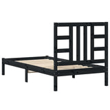 Bed Frame without Mattress Black 90x190 cm Solid Wood - Close-Up Angle