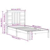 Bed Frame without Mattress Black 90x190 cm Solid Wood