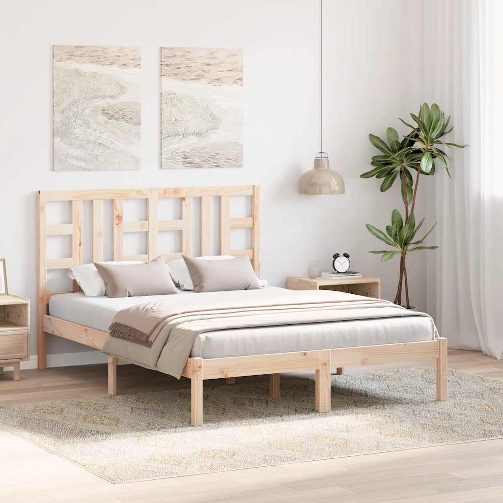 Bed Frame without Mattress 135x190 cm Solid Wood