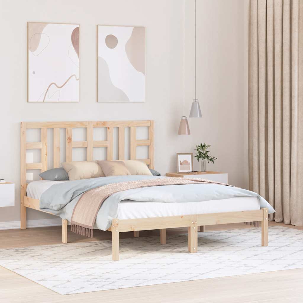 Bed Frame without Mattress 135x190 cm Solid Wood