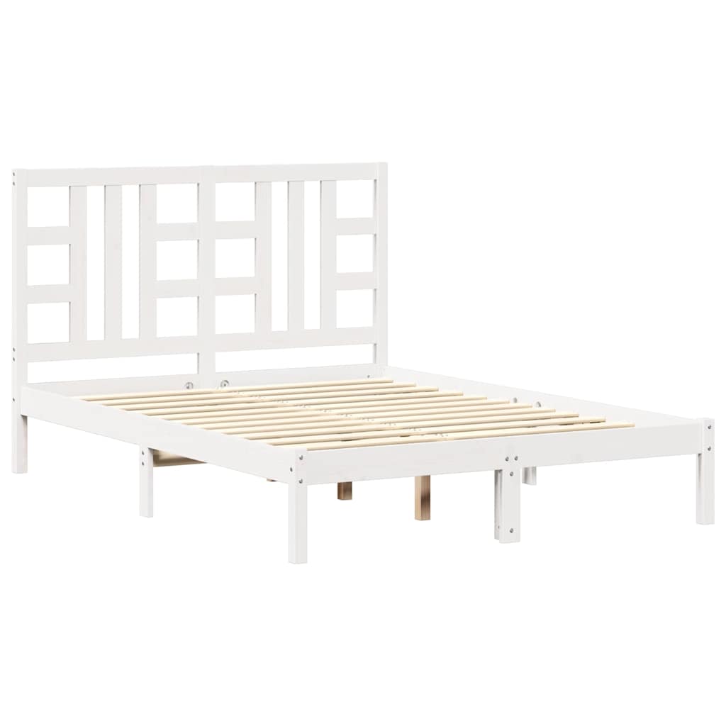 Bed Frame without Mattress White 135x190 cm Solid Wood