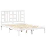 Bed Frame without Mattress White 135x190 cm Solid Wood - Front View