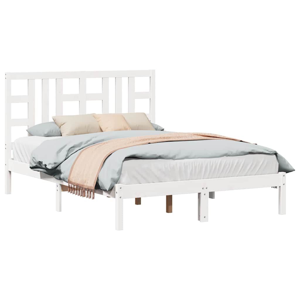 Bed Frame without Mattress White 135x190 cm Solid Wood