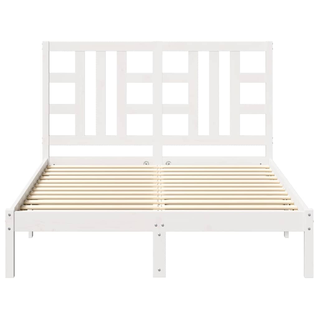 Bed Frame without Mattress White 135x190 cm Solid Wood