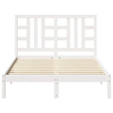 Bed Frame without Mattress White 135x190 cm Solid Wood - 45-Degree Angle