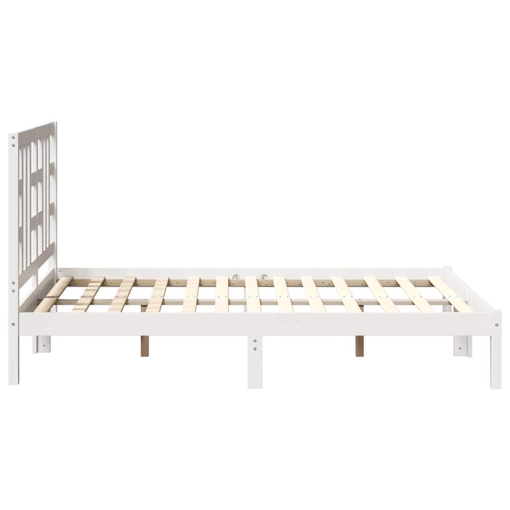 Bed Frame without Mattress White 135x190 cm Solid Wood