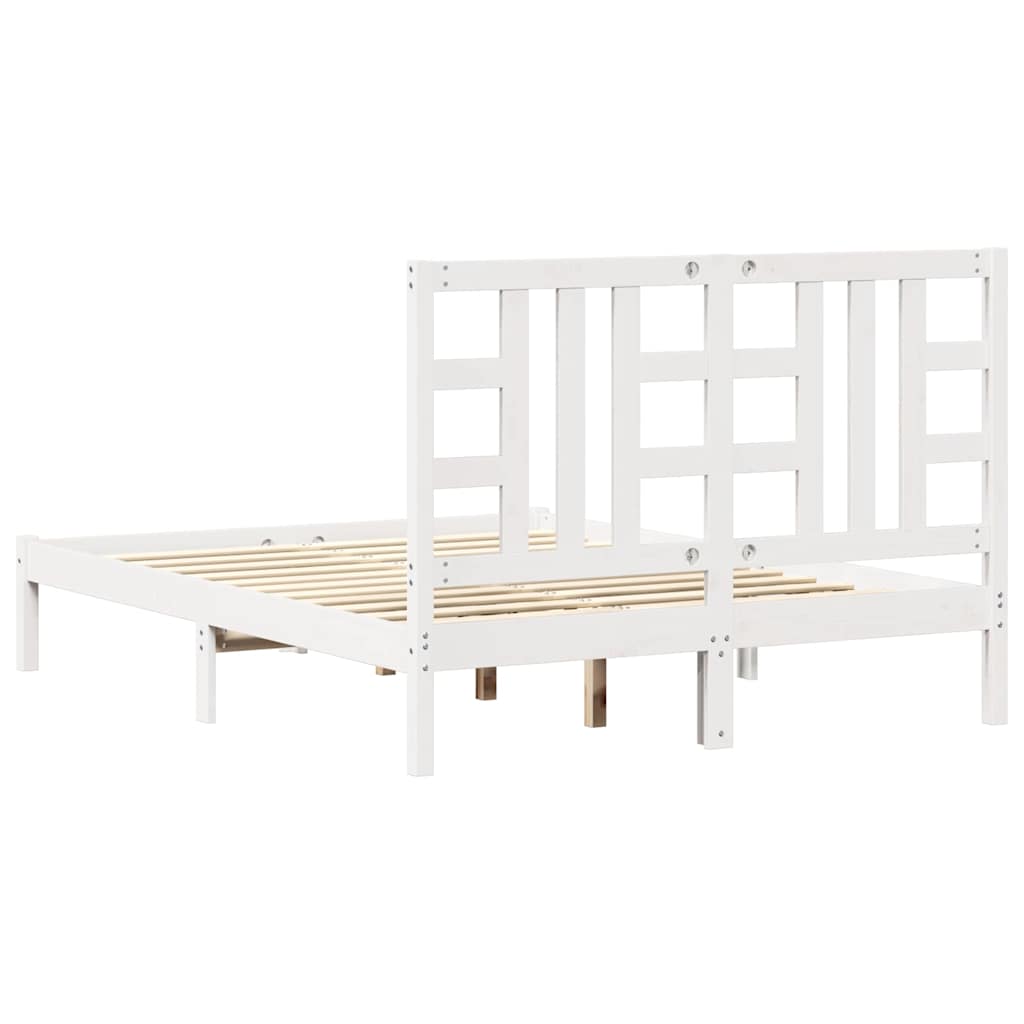 Bed Frame without Mattress White 135x190 cm Solid Wood