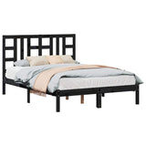 Bed Frame without Mattress Black 135x190 cm Solid Wood - Top-Down View