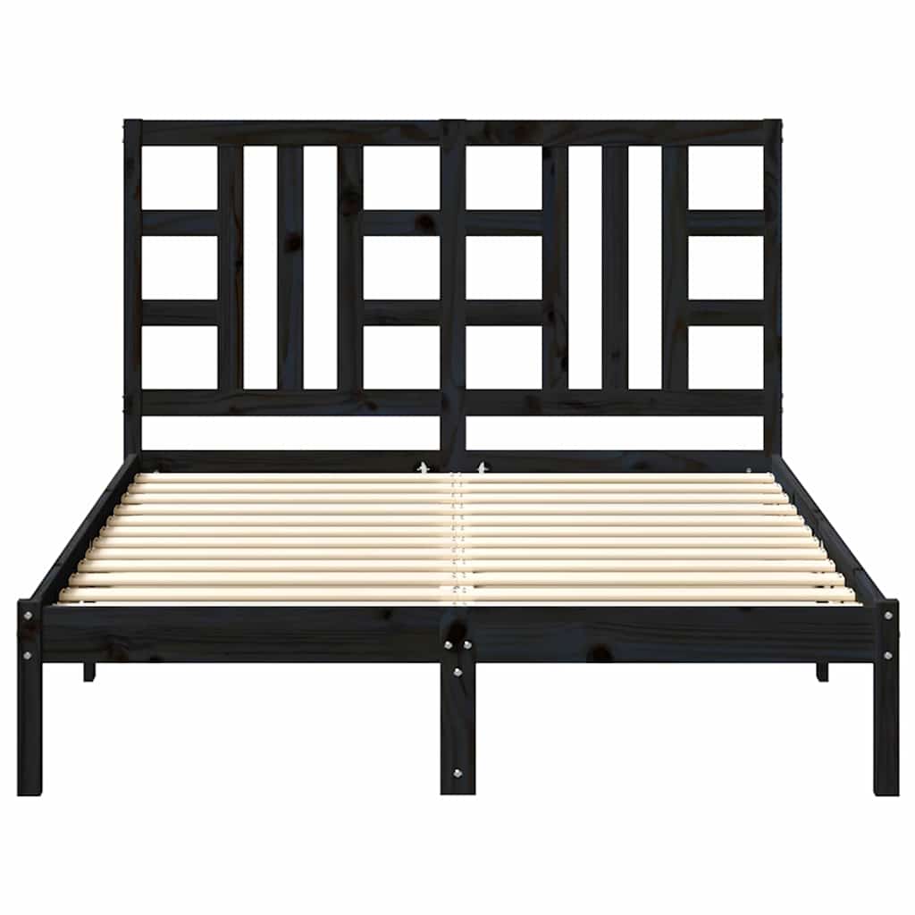 Bed Frame without Mattress Black 135x190 cm Solid Wood