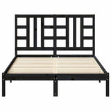 Bed Frame without Mattress Black 135x190 cm Solid Wood - 45-Degree Angle