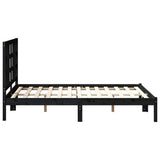 Bed Frame without Mattress Black 135x190 cm Solid Wood - Rear View