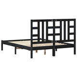 Bed Frame without Mattress Black 135x190 cm Solid Wood