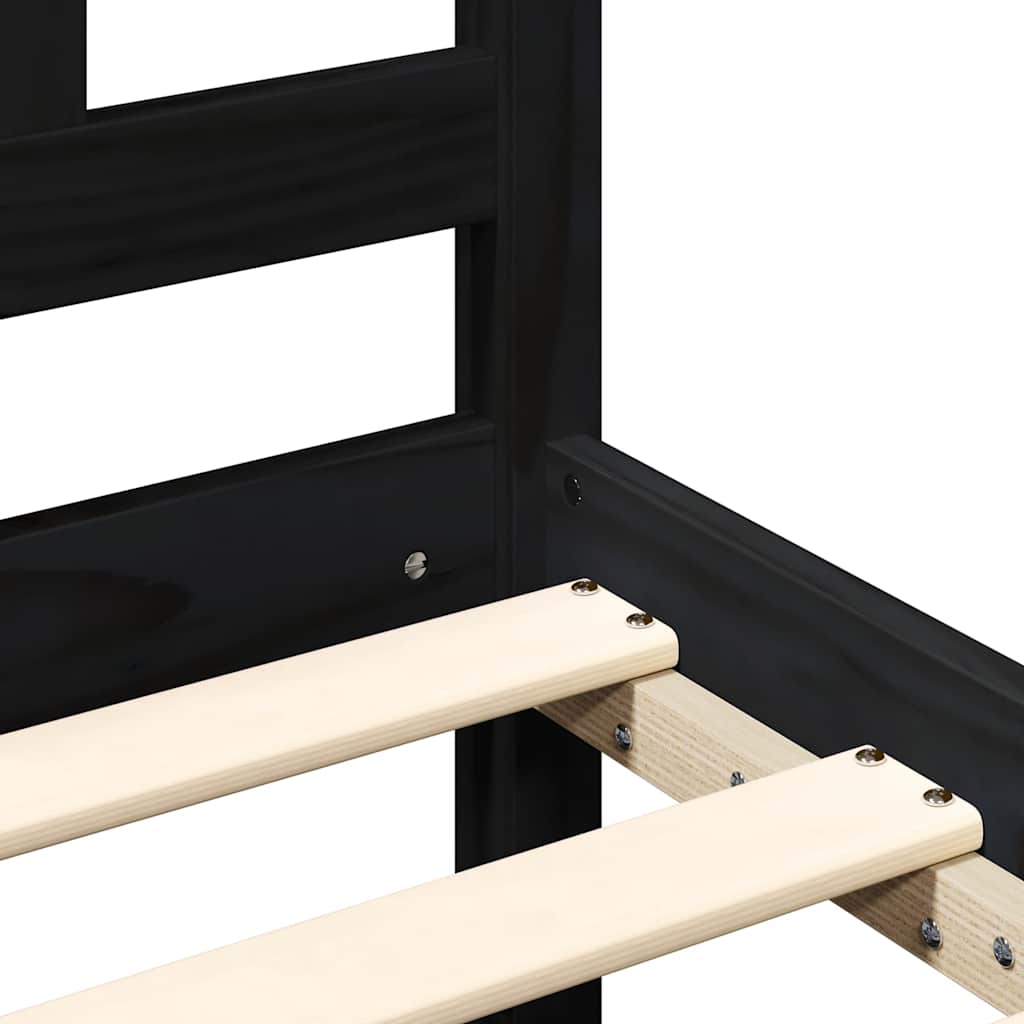 Bed Frame without Mattress Black 135x190 cm Solid Wood
