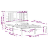 Bed Frame without Mattress Black 135x190 cm Solid Wood